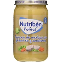 Los mejores  - Nutribén Potitos Suprema de Merluza con Guisantes y Zanahorias- Desde Los 6 Meses- 235g